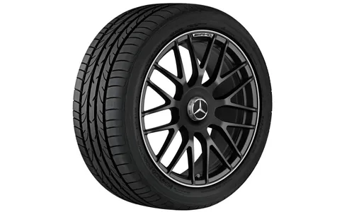Колесный диск AMG 9J×19 ET27 для Mercedes-Benz SL 231, передняя ось, черный, матовый, перекрестные спицы — фото 2