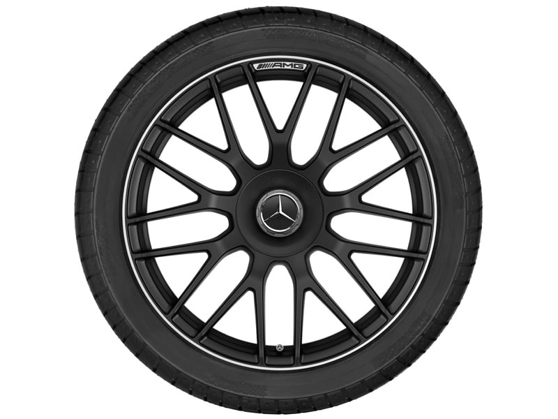 Колесный диск AMG 9J×19 ET27 для Mercedes-Benz SL 231, передняя ось, черный, матовый, перекрестные спицы — фото 3