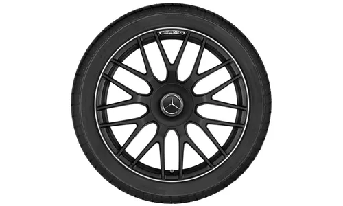 Колесный диск AMG 9J×19 ET27 для Mercedes-Benz SL 231, передняя ось, черный, матовый, перекрестные спицы — фото 3