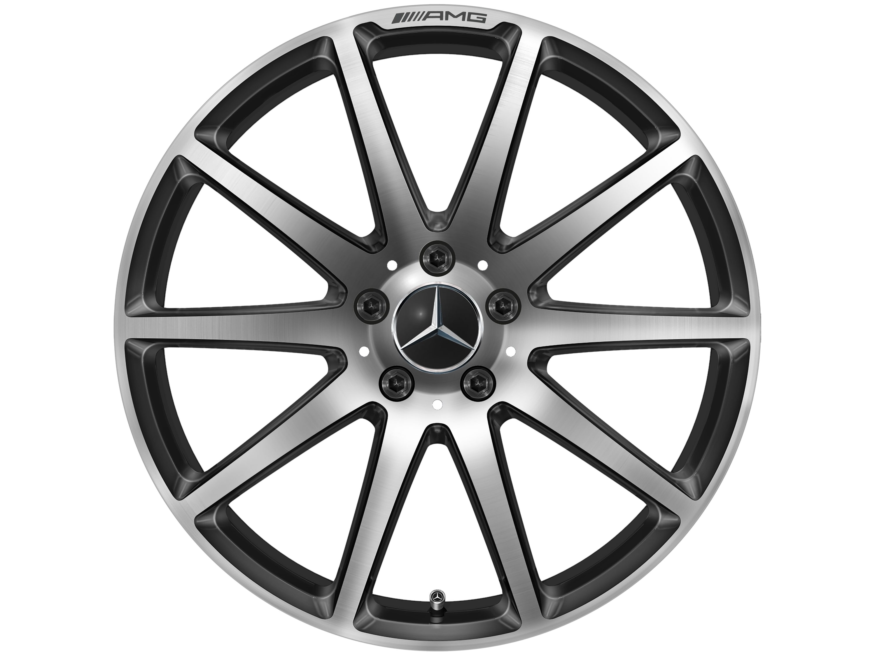 Колесный диск AMG 10J×20 ET48 для Mercedes-Benz SL 231, задняя ось, черный, с алмазной проточкой, 10 спиц — фото 3