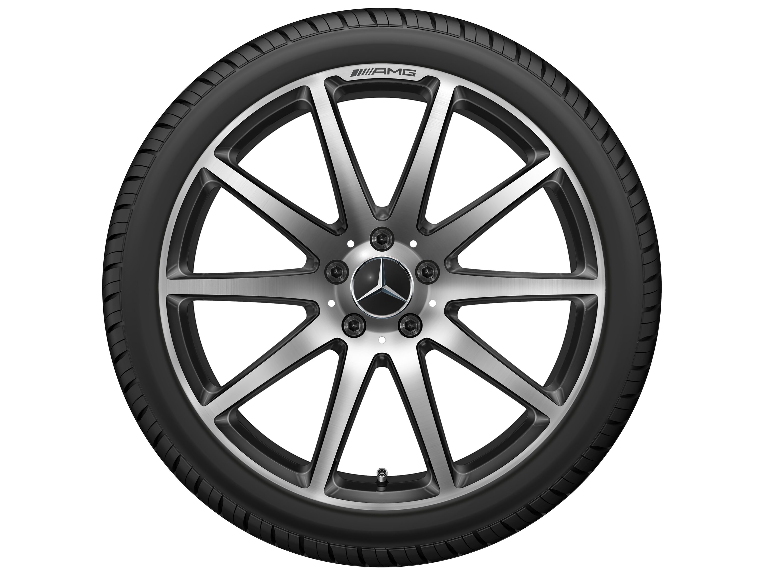Колесный диск AMG 10J×20 ET48 для Mercedes-Benz SL 231, задняя ось, черный, с алмазной проточкой, 10 спиц — фото 5