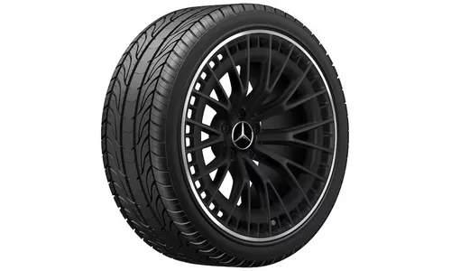 Колесный диск AMG 9,5J×20 ET19 для Mercedes-Benz CLE 236, передняя ось, черный, матовый, кромка обода с алмазной проточкой, Y-образные спицы — фото 2