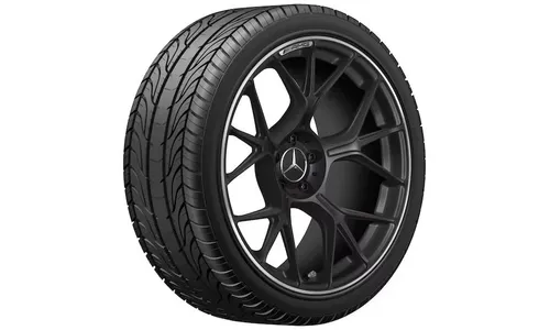Колесный диск AMG 9,5J×20 ET19 для Mercedes-Benz CLE 236, передняя ось, черный, матовый, кромка обода с алмазной проточкой, перекрестные спицы — фото 2