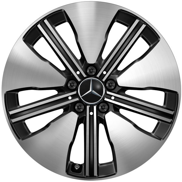 Колесный диск 7,5J×18 ET53,5 для Mercedes-Benz EQA 243 / EQB 243, передняя и задняя оси, черный, с алмазной проточкой, 5 двойных спиц — фото 1