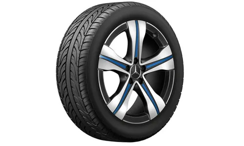 Колесный диск 7,5J×19 ET53,5 для Mercedes-Benz EQA 243 / EQB 243, передняя и задняя оси, черный / синий — фото 2