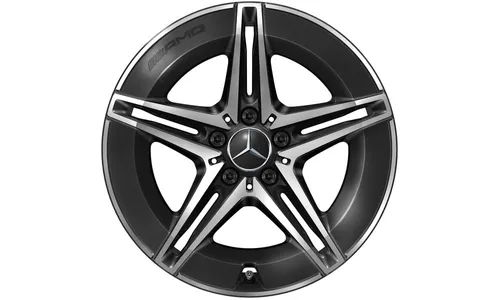 Колесный диск AMG 7,5J×18 ET53,5 для Mercedes-Benz EQA 243 / EQB 243, передняя и задняя оси, черный, с алмазной проточкой, 5 двойных спиц — фото 1