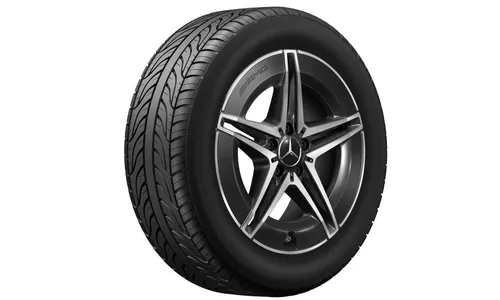 Колесный диск AMG 7,5J×18 ET53,5 для Mercedes-Benz EQA 243 / EQB 243, передняя и задняя оси, черный, с алмазной проточкой, 5 двойных спиц — фото 2