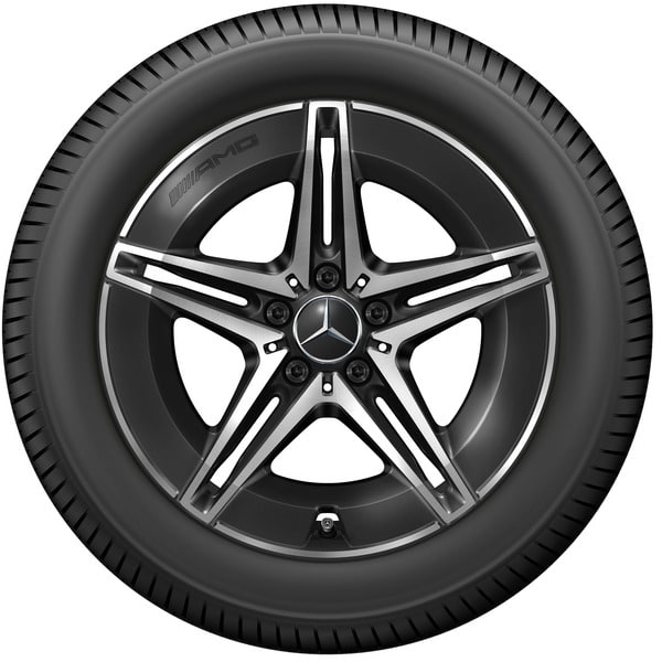 Колесный диск AMG 7,5J×18 ET53,5 для Mercedes-Benz EQA 243 / EQB 243, передняя и задняя оси, черный, с алмазной проточкой, 5 двойных спиц — фото 3