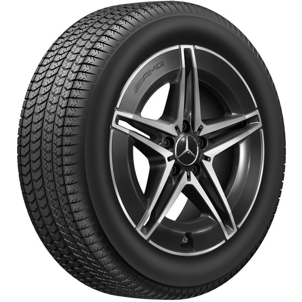 Колесный диск AMG 7,5J×18 ET53,5 для Mercedes-Benz EQA 243 / EQB 243, передняя и задняя оси, черный, с алмазной проточкой, 5 двойных спиц — фото 4