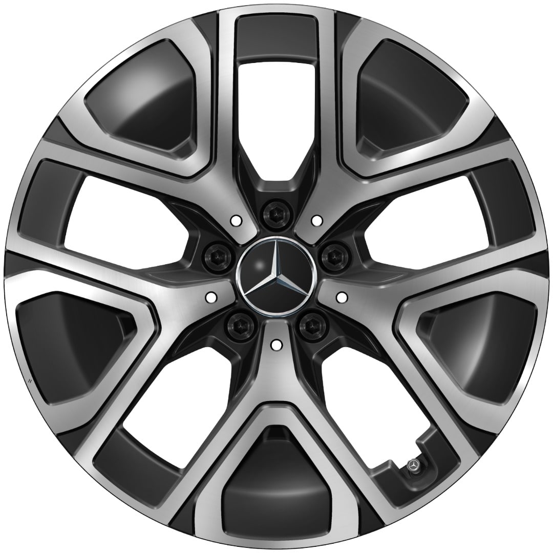 Колесный диск 7J×18 ET46,6 для Mercedes-Benz GLB 244 / GLB 248, передняя и задняя оси, черный, с алмазной проточкой, 5 двойных спиц — фото 1