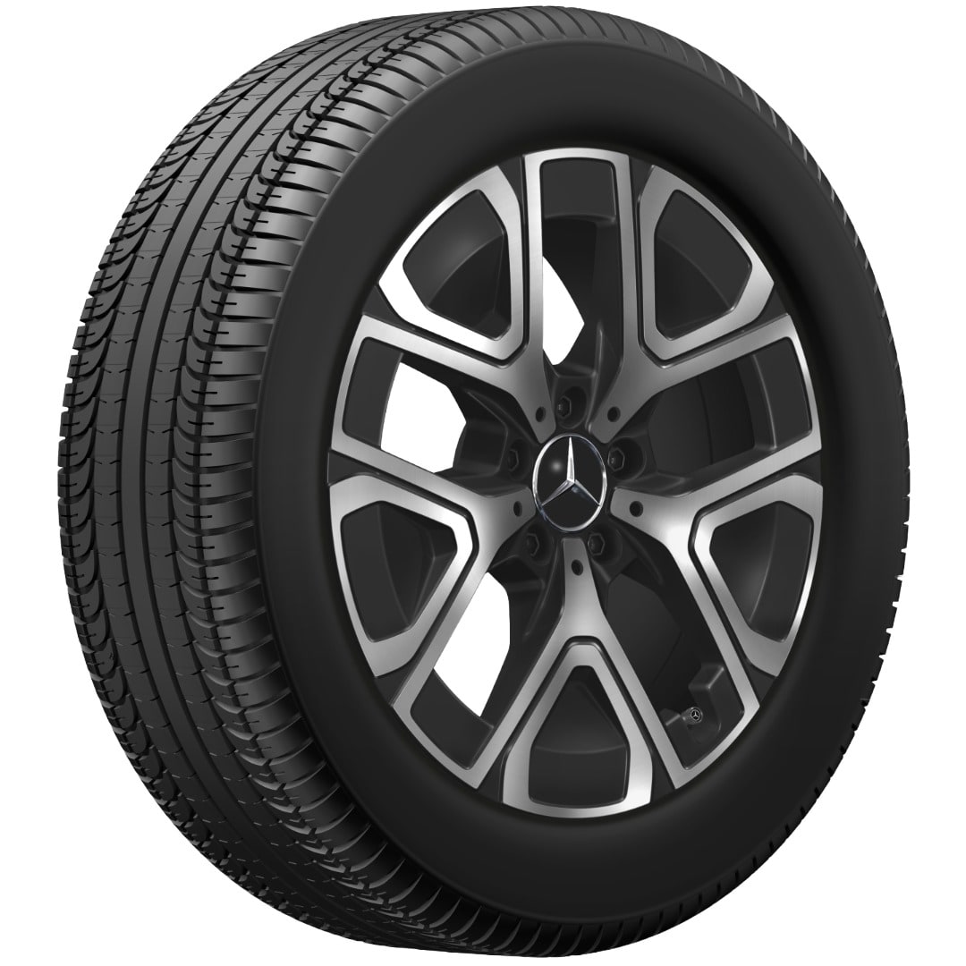 Колесный диск 7J×18 ET46,6 для Mercedes-Benz GLB 244 / GLB 248, передняя и задняя оси, черный, с алмазной проточкой, 5 двойных спиц — фото 3