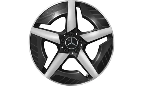 Колесный диск AMG 9J×19 ET60,8 для Mercedes-Benz GLB 244, задняя ось, черный, с алмазной проточкой, 5 спиц — фото 1