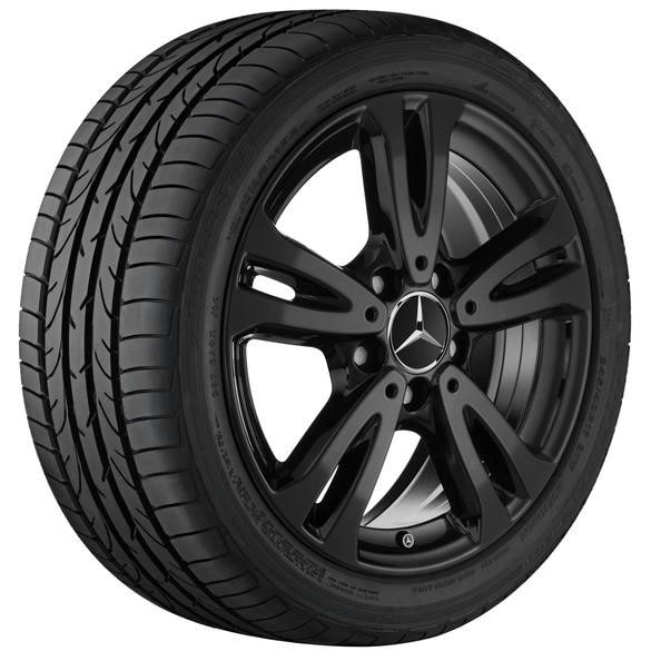 Колесный диск 6,5J×16 ET49 для Mercedes-Benz A-Class 176 / B-Class 246 / CLA 117, передняя и задняя оси, черный, 5 двойных спиц — фото 1