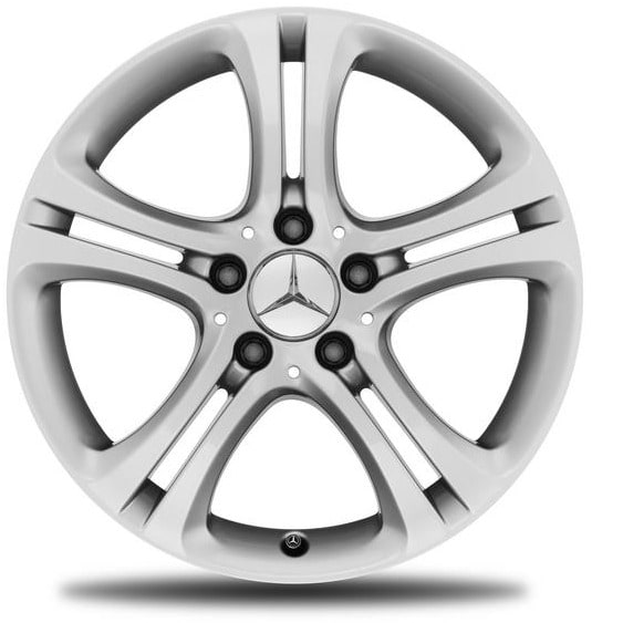 Колесный диск 7,5J×17 ET52,5 для Mercedes-Benz B-Class 246 / CLA 117, передняя и задняя оси, титаново-серебристый, 5 двойных спиц — фото 1