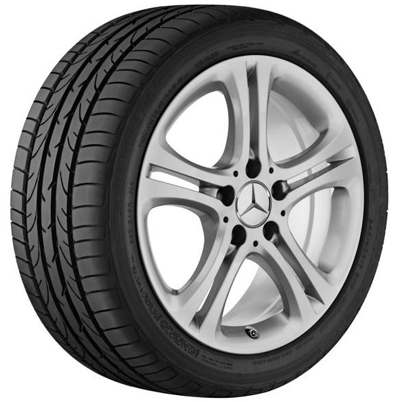 Колесный диск 7,5J×17 ET52,5 для Mercedes-Benz B-Class 246 / CLA 117, передняя и задняя оси, титаново-серебристый, 5 двойных спиц — фото 2