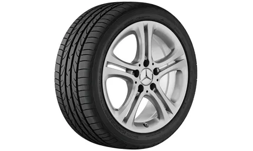 Колесный диск 7,5J×17 ET52,5 для Mercedes-Benz B-Class 246 / CLA 117, передняя и задняя оси, титаново-серебристый, 5 двойных спиц — фото 2