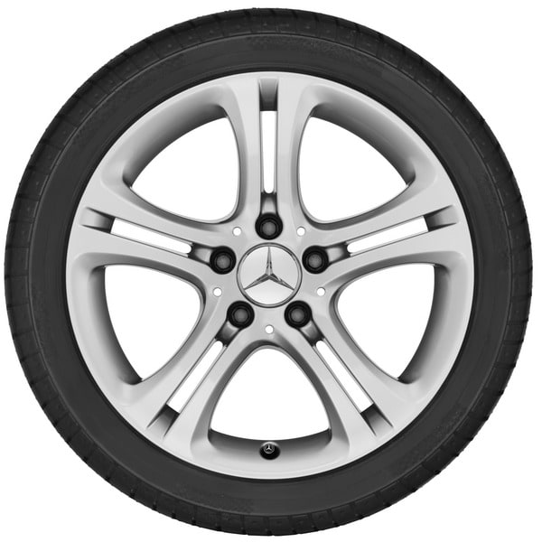 Колесный диск 7,5J×17 ET52,5 для Mercedes-Benz B-Class 246 / CLA 117, передняя и задняя оси, титаново-серебристый, 5 двойных спиц — фото 3