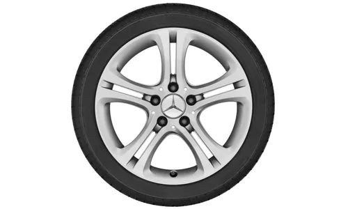 Колесный диск 7,5J×17 ET52,5 для Mercedes-Benz B-Class 246 / CLA 117, передняя и задняя оси, титаново-серебристый, 5 двойных спиц — фото 3