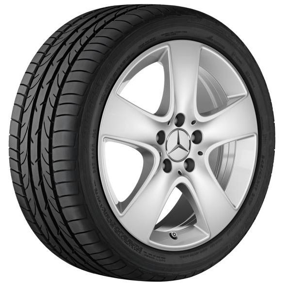 Колесный диск 7,5J×17 ET52,5 для Mercedes-Benz A-Class 176 / B-Class 246 / CLA 117, передняя и задняя оси, титаново-серебристый, 5 спиц — фото 1