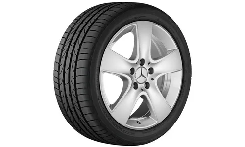 Колесный диск 7,5J×17 ET52,5 для Mercedes-Benz A-Class 176 / B-Class 246 / CLA 117, передняя и задняя оси, титаново-серебристый, 5 спиц — фото 1