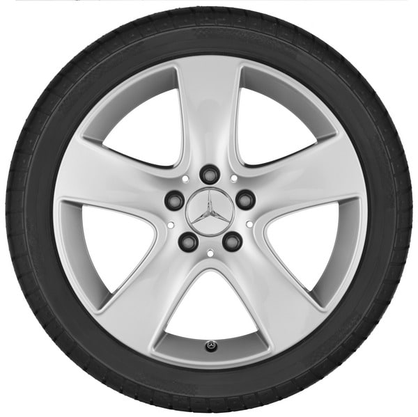 Колесный диск 7,5J×17 ET52,5 для Mercedes-Benz A-Class 176 / B-Class 246 / CLA 117, передняя и задняя оси, титаново-серебристый, 5 спиц — фото 2