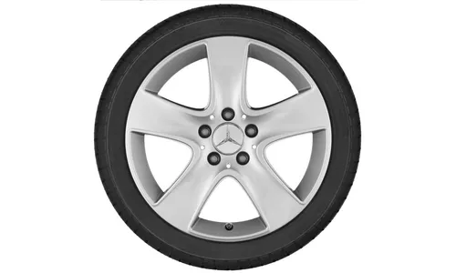 Колесный диск 7,5J×17 ET52,5 для Mercedes-Benz A-Class 176 / B-Class 246 / CLA 117, передняя и задняя оси, титаново-серебристый, 5 спиц — фото 2