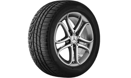 Колесный диск 7,5J×17 ET52,5 для Mercedes-Benz A-Class 176 / B-Class 246 / CLA 117, передняя и задняя оси, серый Himalaya, с алмазной проточкой, 5 двойных спиц — фото 2