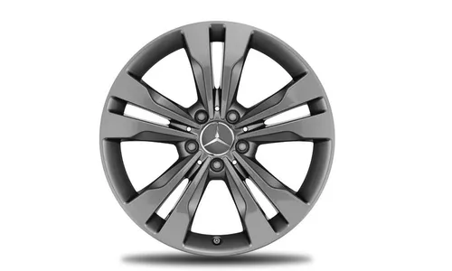 Колесный диск AMG 7,5J×18 ET52 для Mercedes-Benz A-Class 176 / B-Class 246 / CLA 117, передняя и задняя оси, серый Himalaya, 5 двойных спиц — фото 1