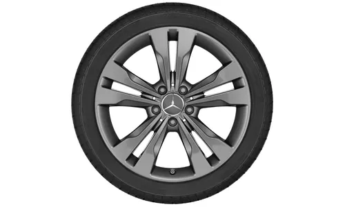 Колесный диск AMG 7,5J×18 ET52 для Mercedes-Benz A-Class 176 / B-Class 246 / CLA 117, передняя и задняя оси, серый Himalaya, 5 двойных спиц — фото 2