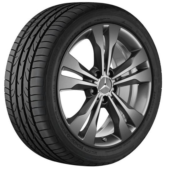 Колесный диск AMG 7,5J×18 ET52 для Mercedes-Benz A-Class 176 / B-Class 246 / CLA 117, передняя и задняя оси, серый Himalaya, 5 двойных спиц — фото 3