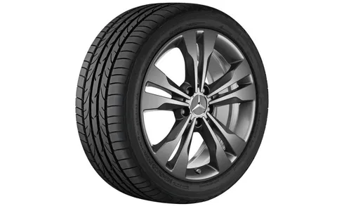 Колесный диск AMG 7,5J×18 ET52 для Mercedes-Benz A-Class 176 / B-Class 246 / CLA 117, передняя и задняя оси, серый Himalaya, 5 двойных спиц — фото 3