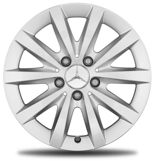 Колесный диск 6,5J×16 ET49 для Mercedes-Benz B-Class 246 / CLA 117, передняя и задняя оси, титаново-серебристый, 10 спиц — фото 1