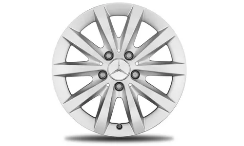 Колесный диск 6,5J×16 ET49 для Mercedes-Benz B-Class 246 / CLA 117, передняя и задняя оси, титаново-серебристый, 10 спиц — фото 1