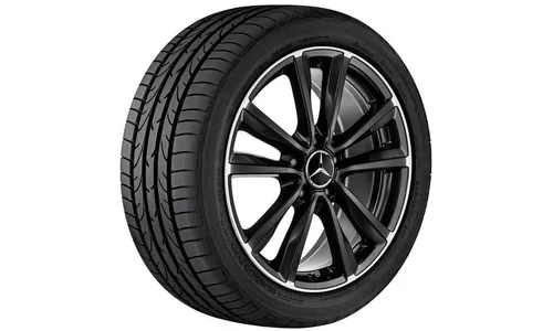 Колесный диск 7,5J×18 ET52 для Mercedes-Benz A-Class 176 / B-Class 246 / CLA 117, передняя и задняя оси, черный, с алмазной проточкой, 5 двойных спиц — фото 1