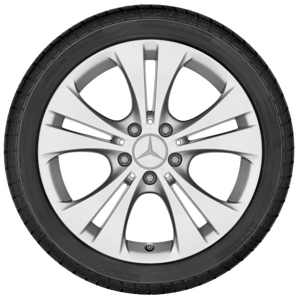 Колесный диск 7,5J×17 ET52,5 для Mercedes-Benz A-Class 176 / B-Class 246 / CLA 117, передняя и задняя оси, серебристый Vanadium Silver, 5 двойных спиц — фото 2