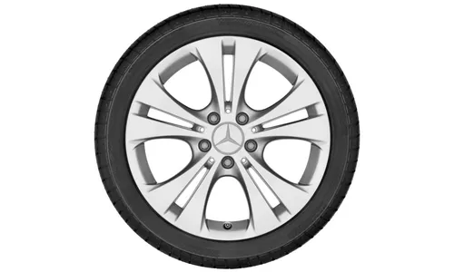 Колесный диск 7,5J×17 ET52,5 для Mercedes-Benz A-Class 176 / B-Class 246 / CLA 117, передняя и задняя оси, серебристый Vanadium Silver, 5 двойных спиц — фото 2