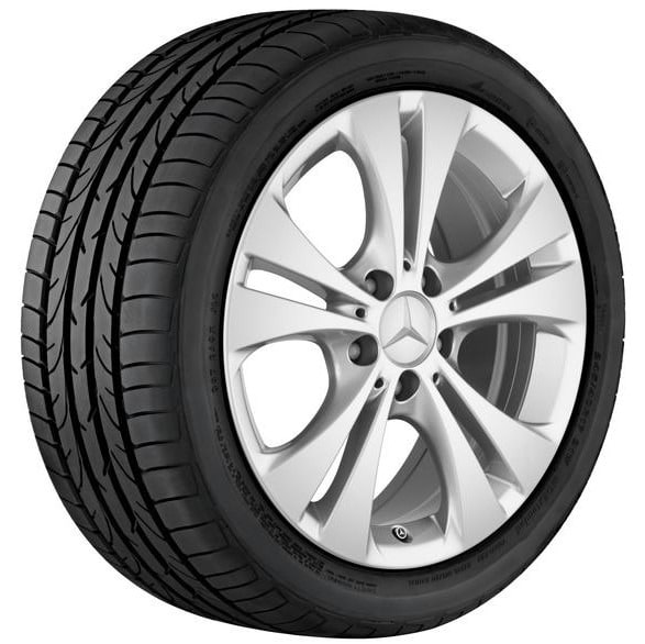 Колесный диск 7,5J×17 ET52,5 для Mercedes-Benz A-Class 176 / B-Class 246 / CLA 117, передняя и задняя оси, серебристый Vanadium Silver, 5 двойных спиц — фото 3