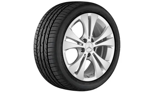 Колесный диск 7,5J×17 ET52,5 для Mercedes-Benz A-Class 176 / B-Class 246 / CLA 117, передняя и задняя оси, серебристый Vanadium Silver, 5 двойных спиц — фото 3