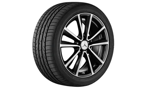 Колесный диск 8J×18 ET50,5 для Mercedes-Benz CLA 117, задняя ось, черный, с алмазной проточкой, 5 двойных спиц — фото 1