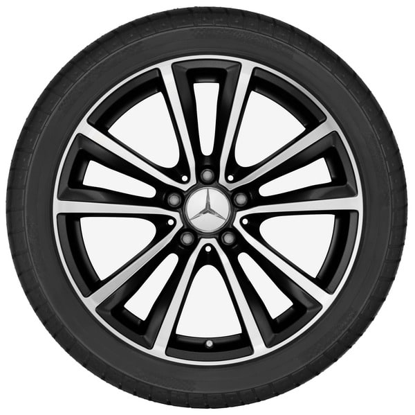 Колесный диск 8J×18 ET50,5 для Mercedes-Benz CLA 117, задняя ось, черный, с алмазной проточкой, 5 двойных спиц — фото 2