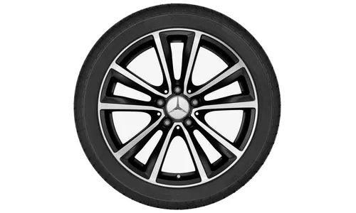 Колесный диск 8J×18 ET50,5 для Mercedes-Benz CLA 117, задняя ось, черный, с алмазной проточкой, 5 двойных спиц — фото 2