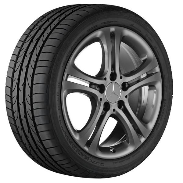 Колесный диск 7,5J×17 ET52,5 для Mercedes-Benz A-Class 176 / B-Class 246 / CLA 117, передняя и задняя оси, серый металлик Tremolite, 5 двойных спиц — фото 1