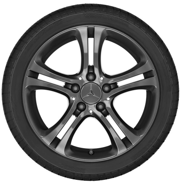Колесный диск 7,5J×17 ET52,5 для Mercedes-Benz A-Class 176 / B-Class 246 / CLA 117, передняя и задняя оси, серый металлик Tremolite, 5 двойных спиц — фото 2