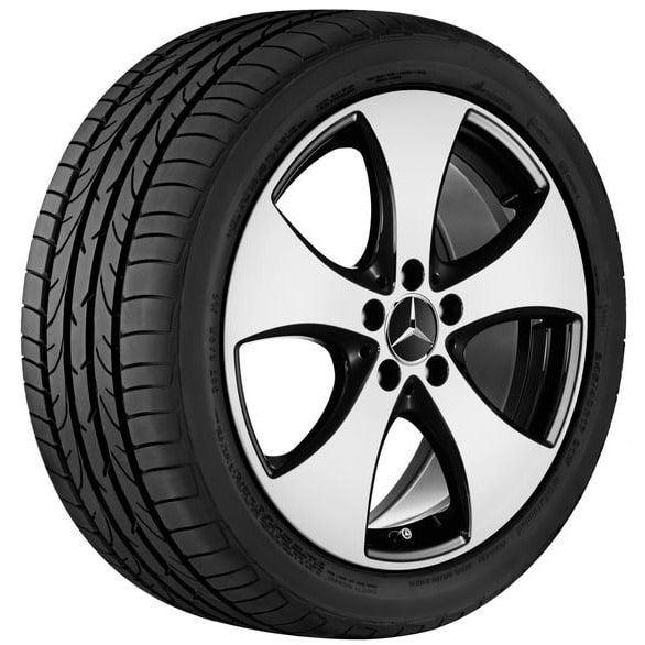 Колесный диск 7,5J×18 ET52 для Mercedes-Benz A-Class 176 / B-Class 246 / CLA 117, передняя и задняя оси, черный, с алмазной проточкой, 5 спиц — фото 1