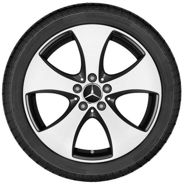 Колесный диск 7,5J×18 ET52 для Mercedes-Benz A-Class 176 / B-Class 246 / CLA 117, передняя и задняя оси, черный, с алмазной проточкой, 5 спиц — фото 2
