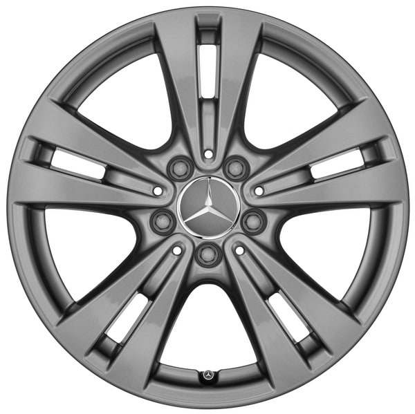 Колесный диск 7,5J×17 ET52,5 для Mercedes-Benz A-Class 176 / B-Class 246 / CLA 117, передняя и задняя оси, серый Himalaya, 5 двойных спиц — фото 1
