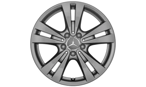 Колесный диск 7,5J×17 ET52,5 для Mercedes-Benz A-Class 176 / B-Class 246 / CLA 117, передняя и задняя оси, серый Himalaya, 5 двойных спиц — фото 1