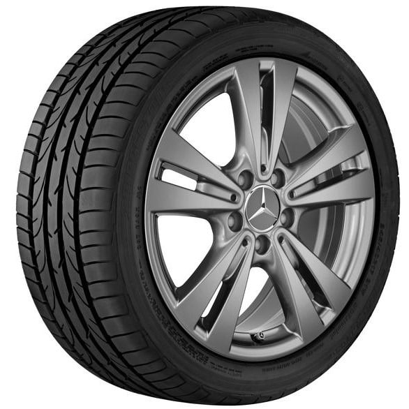 Колесный диск 7,5J×17 ET52,5 для Mercedes-Benz A-Class 176 / B-Class 246 / CLA 117, передняя и задняя оси, серый Himalaya, 5 двойных спиц — фото 2