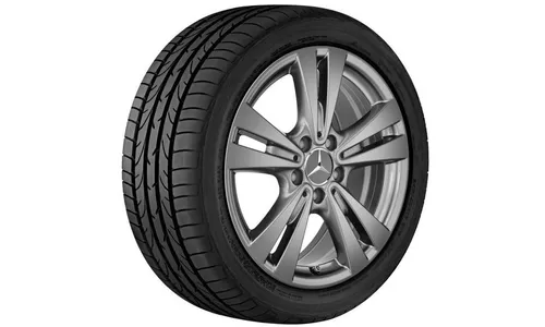 Колесный диск 7,5J×17 ET52,5 для Mercedes-Benz A-Class 176 / B-Class 246 / CLA 117, передняя и задняя оси, серый Himalaya, 5 двойных спиц — фото 2
