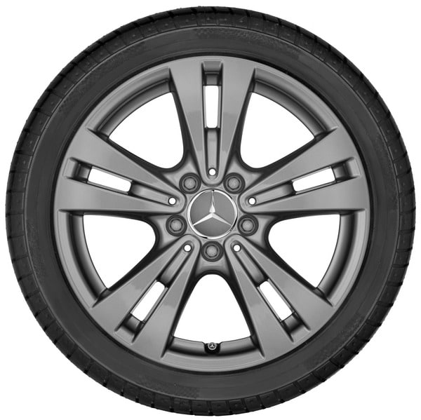 Колесный диск 7,5J×17 ET52,5 для Mercedes-Benz A-Class 176 / B-Class 246 / CLA 117, передняя и задняя оси, серый Himalaya, 5 двойных спиц — фото 3
